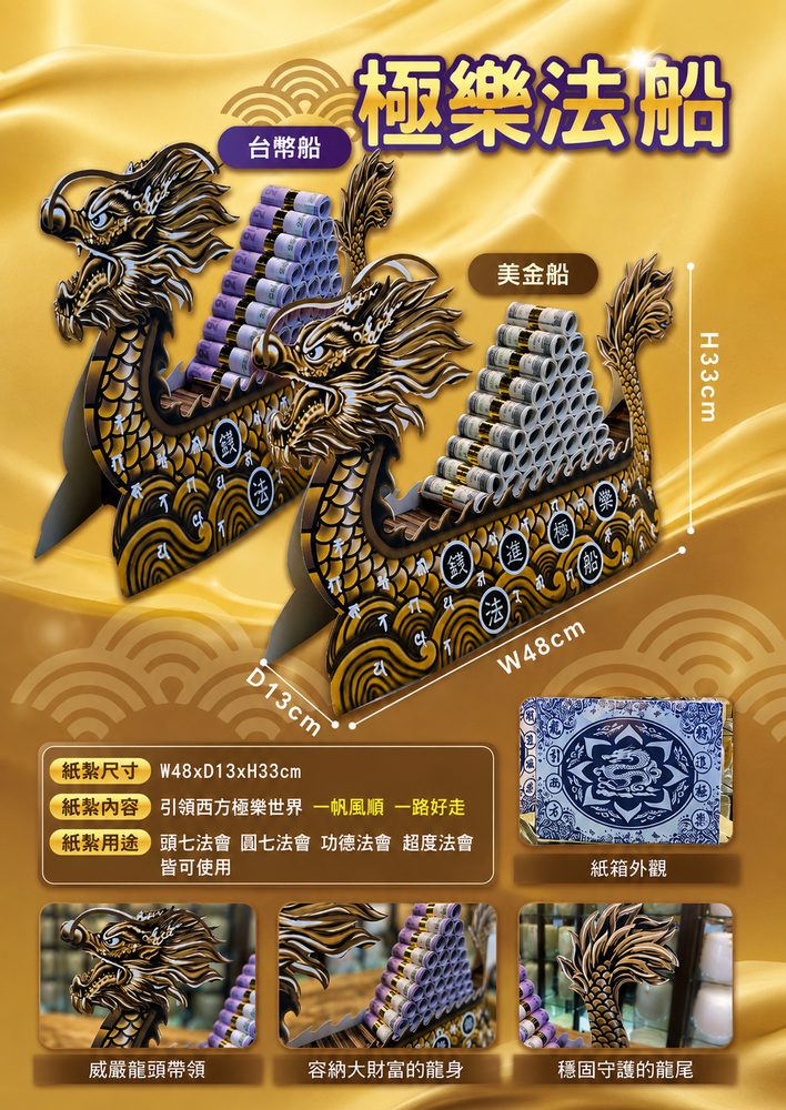美金龍船｜奠品紙紮蓮花往生