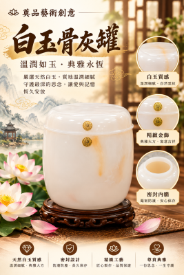 白玉｜奠品紙紮骨灰罐